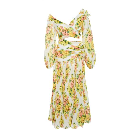 ❤️Zimmermann Yellow Floral Print Long Dress❤️ - Picture 1 of 3